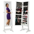 thumbnail image 1 of Yunken Freestanding Jewelry Armoire with Full-Length Mirror, Lockable Makeup Organizer, Velvet Lining, 5 Shelves - White, 1 of 7