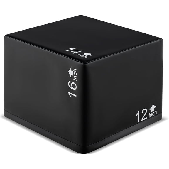 Yunken Plyometric Jump Box, 3 in 1 Plyo Jumping Training Box with Non-Slip & Easy-to-Clean PU Cover, Heavy Foam Exercise Trainer for Home Gym, Multiple Options