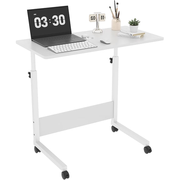 Yunken Portable Computer Workstation, Standing Desk Adjustable Height, Small Computer Desk w/Rolling, Sit Stand Laptop Desk TV Tray for Bed Sofa Hospital Reading Eating, Rustic Brown, 23.6"
