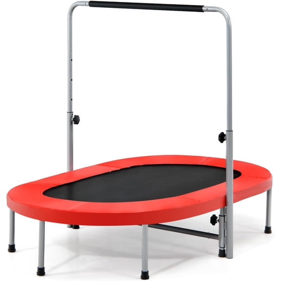 Yunken Rebounder Trampoline for Adults, 60" Foldable Mini Kids Trampoline Indoor with 5-Level Height Adjustable Handle & Non-Slip Pads, Easy Assembly for Fitness Workout, Max Load 330lbs