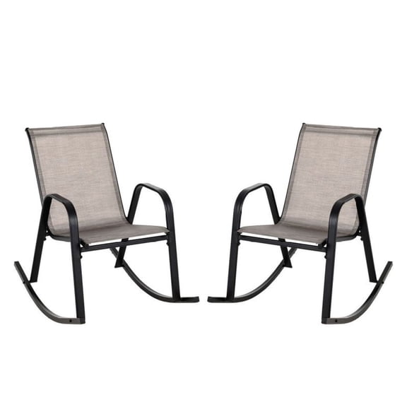 Yunken Set of 2 Metal Patio Rocking Chair with Breathable Seat Fabric, Powder-Coated for Rust Resistance, Comfortable for Porch, Garden, and Outdoor Rocking