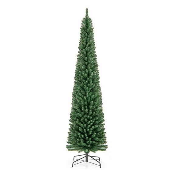 Yunken Slim Pencil Christmas Tree Featuring Memory Wire Branch Tips for Easy Shaping and Warm White LED Lights Included