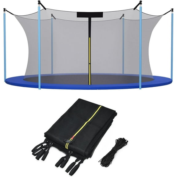 Yunken Trampoline Net, Trampoline Enclosure for 8 10 12 14 15 16Ft Round Trampoline with Double-Headed Zippers & Buckles, Weather-Resistant Sun-Protective Trampoline Replacement Net