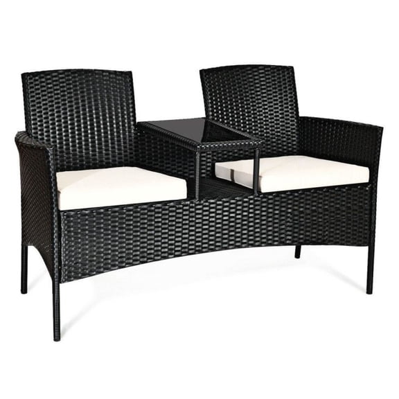 Yunken Wicker Patio Conversation Set with Removable Cushions and Table, Modern Rattan Furniture for Outdoor Garden Lounge