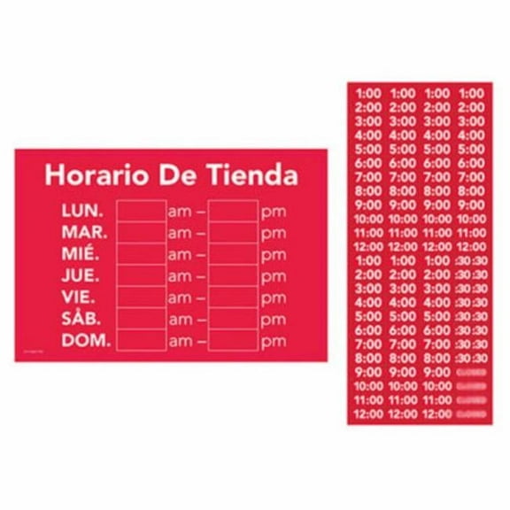 Yunker Industries 274283 Span Store Hours Sign, Red & White