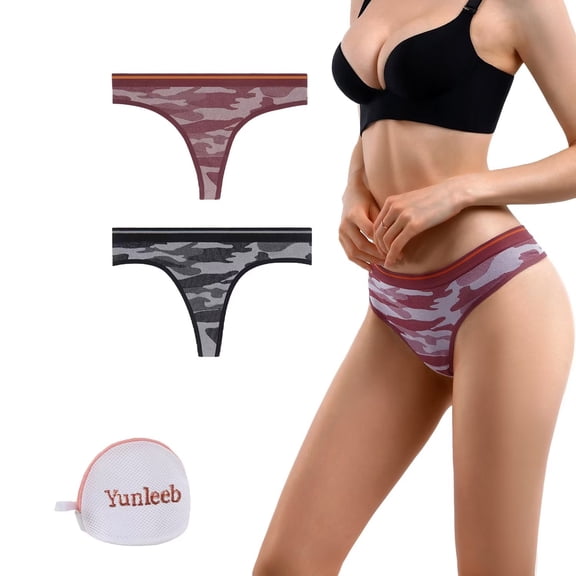 Yunleeb Comfy Thong Sexy Underwear for Women 2 Pack YLNK01-Mix1 L