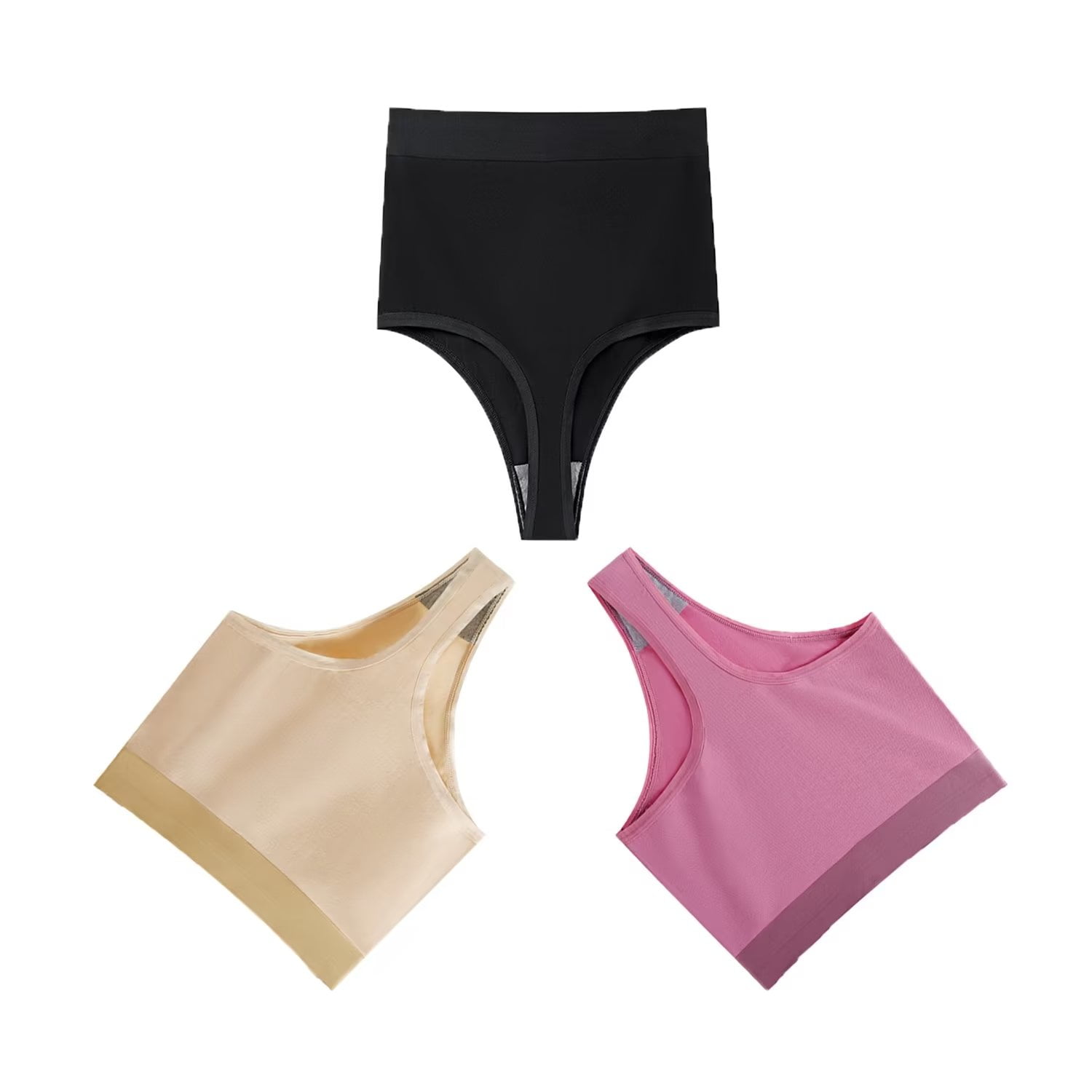 Yunleeb High Waisted Underwear Thong for Women Cotton Wide Waistband High Waisted Thongs Pack(S