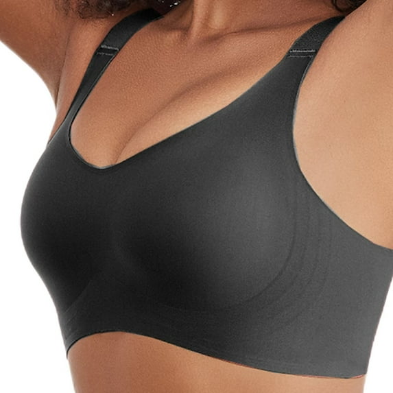 Yunleeb Seamless Bra Feel Air Wireless with Support,T-Shirt Bra YL01-Black L