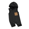 thumbnail image 1 of Yunliwuli Baby Boy Hooded Jumpsuits Summer Sleeveless Striped Print Pocket Jumpsuits Newborn Playsuits, 1 of 10