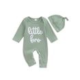 thumbnail image 1 of Yunliwuli Baby Boys Jumpsuit Set, Long Sleeve Crew Neck Letters Print Romper with Hat Fall Outfit, 1 of 9