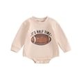 thumbnail image 1 of Yunliwuli Baby Boys Rugby Print Romper Round Neck Long Sleeve Back Letter Print Toddler Jumpsuit for Spring Fall, 1 of 10