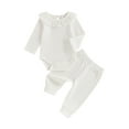 thumbnail image 1 of Yunliwuli Baby Girl 2Pcs Fall Outfits Long Sleeve Ruffle Collar Romper + Pants Set Infant Clothing, 1 of 9