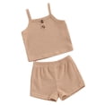 thumbnail image 1 of Yunliwuli Baby Girl 2Pcs Summer Outfits Sleeveless Button Front Cami Tops + Shorts Set Infant Clothes, 1 of 10