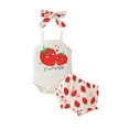 thumbnail image 1 of Yunliwuli Baby Girl Summer Clothes Strawberry Print Sleeveless Romper and Elastic Shorts Headband Set 3 Piece Outfits, 1 of 10