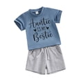thumbnail image 1 of Yunliwuli Baby Girls 2 Piece Outfit Letter Print Short Sleeve T-Shirt and Elastic Shorts Set Cute Summer Clothes, 1 of 10