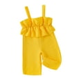 thumbnail image 1 of Yunliwuli Baby Girls Summer Casual Jumpsuit Sleeveless Solid Color Ruffle Trim Cami Playsuit, 1 of 9