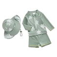 thumbnail image 1 of Yunliwuli Boys Rash Guard Swim Set, Long Sleeve Turtle Print T-shirt with Shorts and Hat Swimwear, 1 of 10