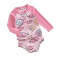 thumbnail image 1 of Yunliwuli Girls' Rash Guard Set, 2 Piece Swimsuit Set, Quick Dry Rash Guard, Fish/Shell Print Zipper Long Sleeve Tops Bottoms Bathing Suit, 1 of 10