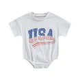 thumbnail image 1 of Yunliwuli Independence Day Infant Romper, Baby Girls Boys Leisure Style Letter Printing Short Sleeve Round Collar Jumpsuit Clothes, 1 of 8