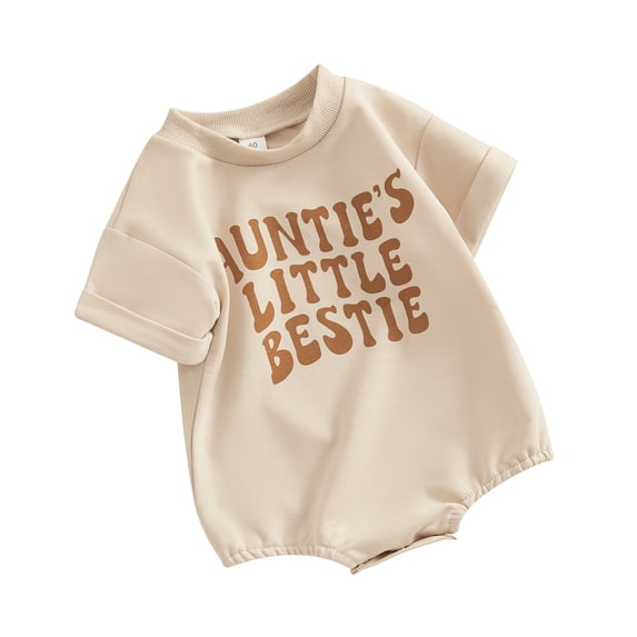 Yunliwuli Infant Baby Summer Jumpsuit Letter Print Round Neck Short Sleeve Romper Toddler T-Shirt Clothes