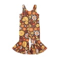 thumbnail image 1 of Yunliwuli Kids Girls Casual Romper, Floral Printed Sleeveless Sling Flared Long Pants Jumpsuit, 1 of 9