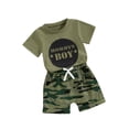 thumbnail image 1 of Yunliwuli Little Boy 2 Piece Summer Outfits Round Neck Short Sleeve Tops + Elastic Waist Camouflage Print Shorts Infant Toddler Set, 1 of 10