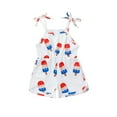 thumbnail image 1 of Yunliwuli Little Girl Jumpsuit Casual Popsicle Print Tie-Up Spaghetti Straps Overalls Baby Toddler 4th of July Romper, 1 of 10