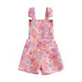 thumbnail image 1 of Yunliwuli Little Girl Sleeveless Overalls Shorts Daisy/Sunflower Butterfly Print Pocket Front Suspender Jumpsuit for Summer, 1 of 10