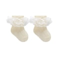 thumbnail image 1 of Yunliwuli Little Girls Ankle Socks Mesh Breathable Bow Decor Sweet Embroidery Ruffled Socks, 1 of 3