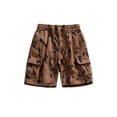 thumbnail image 1 of Yunliwuli Men Cargo Shorts, Elastic Waist Button Zipper Closure Letters Print Summer Shorts Streetwear with Pockets, 1 of 8