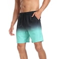 thumbnail image 1 of Yunliwuli Men Workout Gym Shorts Gradient Elastic Bodybuilding Athletic Shorts with Liner for Running Joggers Activewear, 1 of 9
