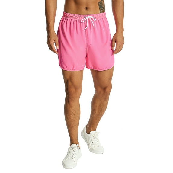 Yunliwuli Men's Quick Dry Sports Shorts, Solid Color Drawstring Elastic Waist Breathable Boxer Shorts for Fitness, Running