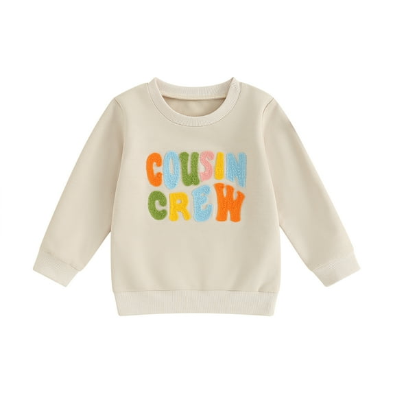 Yunliwuli Toddler Baby Fall Sweatshirt Fuzzy Letter Embroidery Long Sleeve Round Neck Pullover Loose Tops