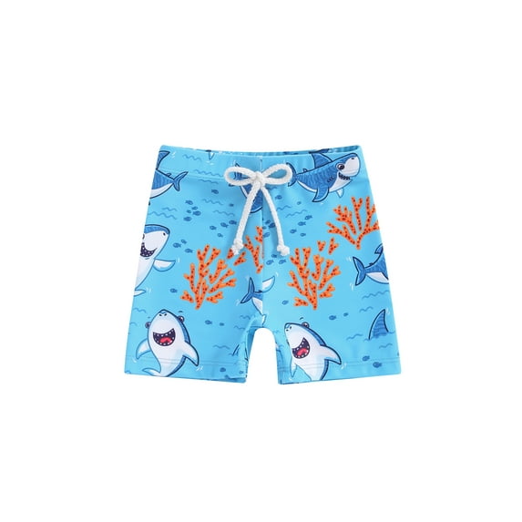 Yunliwuli Toddler Boys Swim Trunks Shark/Tree Print Elastic Waist Swim Shorts Little Boys Bathing Suit Swimsuit Toddler Boy Swimwear