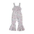 thumbnail image 1 of Yunliwuli Toddler Girl Bell Bottom Jumpsuit Flower Print Square Neck Sleeveless Flare Pants Romper Baby Overalls for Summer, 1 of 10