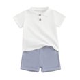 thumbnail image 1 of Yunliwuli Toddler Girls Boys Shorts Sets Short Sleeve Lapel Button Up Tops and Solid Color Shorts Sets, 1 of 10