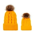 thumbnail image 1 of Yunliwuli Twisted Knit Parent-Child Hat Set 2 PCS Mama and Me Matching Winter Cap Warm Puff Ball Beanie, 1 of 5