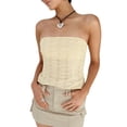thumbnail image 1 of Yunliwuli Women Bandeau Off-shoulder Tops Solid Color Summer Casual Strapless Sleeveless Crop Tops Streetwear Club Wear, 1 of 10