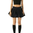 thumbnail image 1 of Yunliwuli Women Bubble Mini Skirt Casual Summer Solid Color Elastic Waist A-Line Skirt for Beach Vacation Club Streetwear, 1 of 10