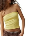 thumbnail image 1 of Yunliwuli Women Knitted Ribbed Tube Tops Solid Color/Stripe Print Summer Bandeau Vest Backless Shirts for Streetwear, 1 of 8
