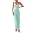 thumbnail image 1 of Yunliwuli Women Long Bodycon Dress Patchwork Sleeveless Cami Dress Summer Backless Slit Party Dress, 1 of 10
