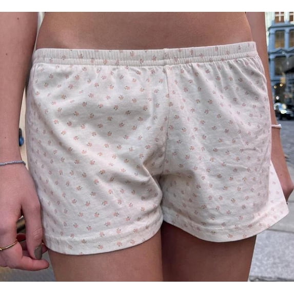 Yunliwuli Women Lounge Shorts, Elegant Elastic Waist Floral Summer Pajama Shorts Sleepwear