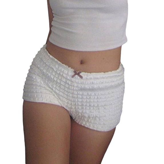 Yunliwuli Women Pajama Shorts Soft Comfy Solid Color Ruched Lounge Pants Stretch Sleep Pj Bottoms for Sleepwear