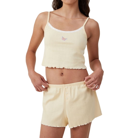 Yunliwuli Women Pajamas Set 2 Pieces Loungewear Suits Floral Print Camisoles Tank Tops and Elastic Waist Shorts Sleepwear Outfits