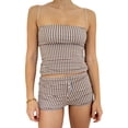 thumbnail image 1 of Yunliwuli Women Pajamas Set 2 Pieces Loungewear Suits Plaid Spaghetti Strap Camisoles Tank Tops Buttons Shorts Sleepwear Outfits, 1 of 8