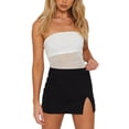 thumbnail image 1 of Yunliwuli Women Tube Top, Strapless Backless Tulle Patchwork Summer Ladies Vest for Club Party, 1 of 10