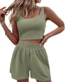 thumbnail image 1 of Yunliwuli Women Vest Pants Suit, Party Casual Summer Square Neck Crop Shirt + Loose Short Trousers, 1 of 6