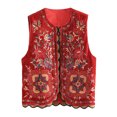 thumbnail image 1 of Yunliwuli Women Vest, Sleeveless Open Front Embroidery Flower Outwear Gilet for Casual Street, 1 of 10