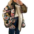 thumbnail image 1 of Yunliwuli Women Winter Loose Quilted Jacket Floral Print Button Down Long Sleeve Padded Coat Warm Outwear, 1 of 10
