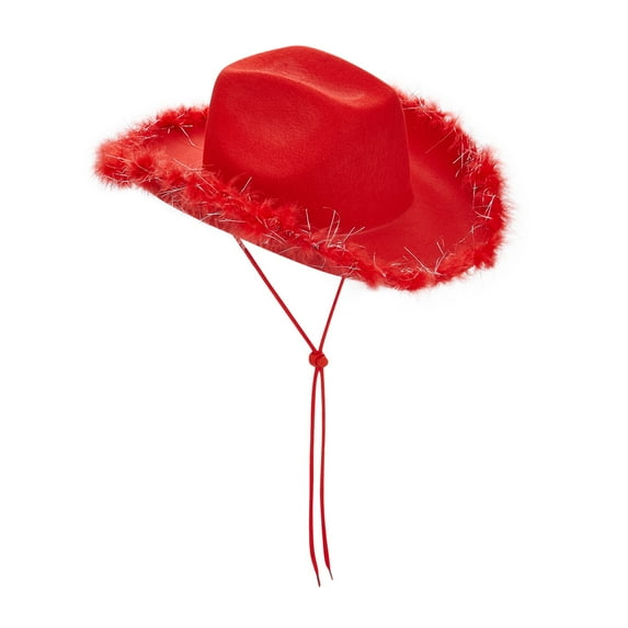 Yunliwuli Women´s Cowboy Hat, Adult Solid Color Furry Trim Wide Brim Hat Female Cap for Dating Party